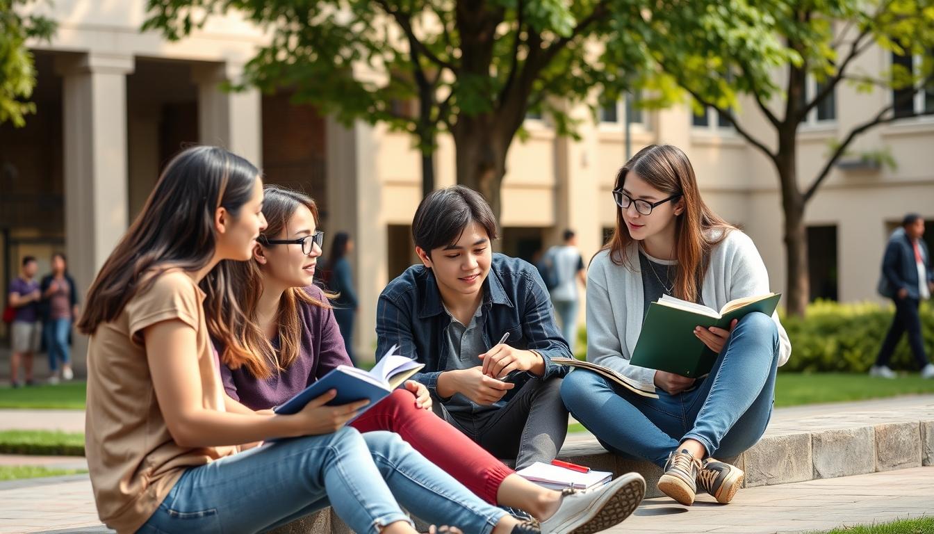 Students collaborating in study space
