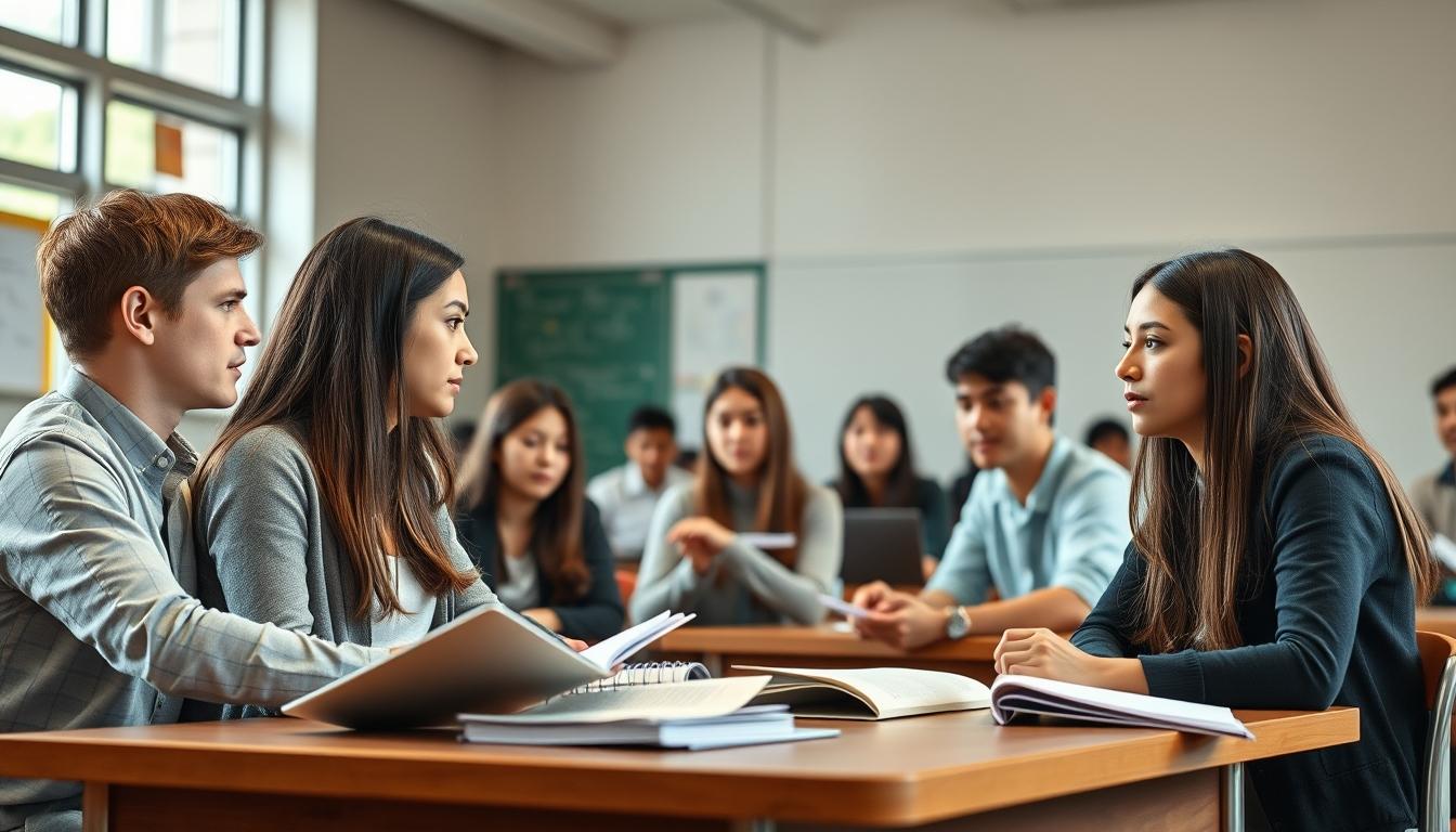 Student using learning strategies while studying